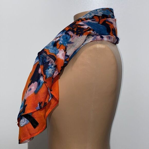 Women's Floral Neck Warmer Tube Type Orange Scarf 25X33 - Picture 3 of 7